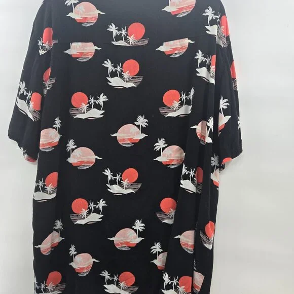 No Boundaries Men's Black Button Down Rayon Short Sleeve Hawaiian 3xl - Picture 2 of 8